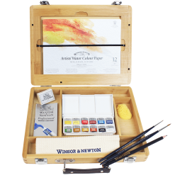 Aquarela Winsor & Newton Profissional em Pastilhas Cx Madeira