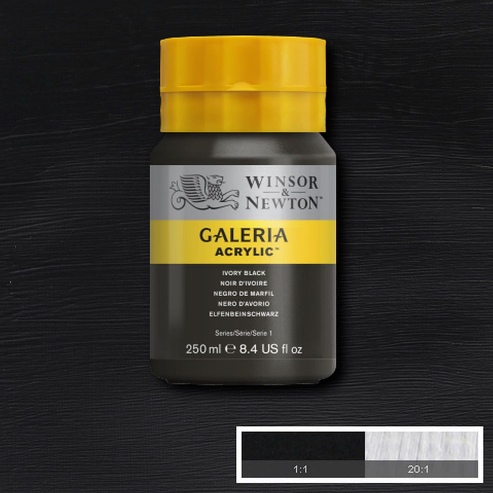 Tinta Acrílica Winsor & Newton Galeria 250ml 331 Ivory Black - Imagem 2