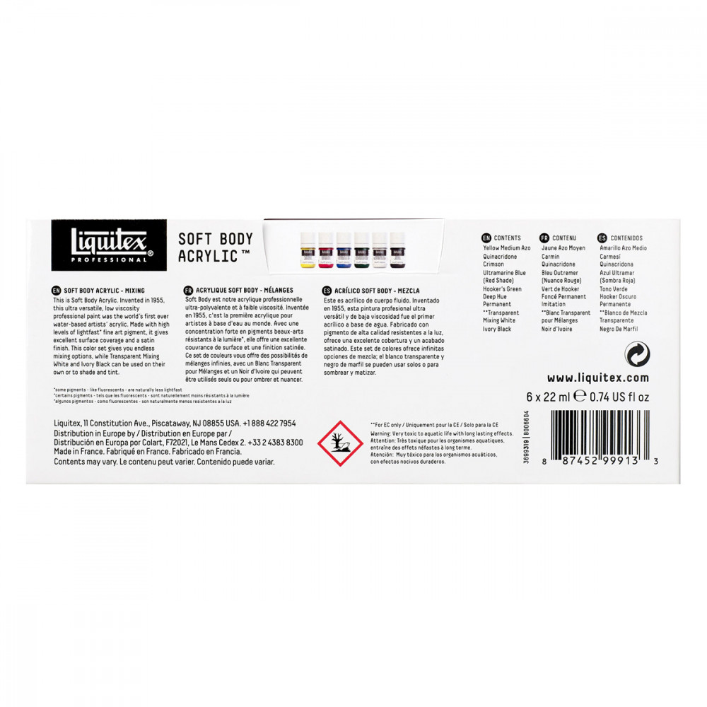 Tinta Acrílica Soft Body Liquitex C/06 Cores - Imagem 3